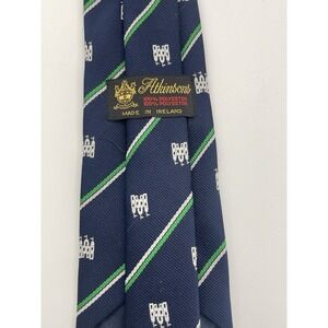 Atkinson's‎ Royal Irish Poplin Tie Polyester Castle Navy Green Made In Ireland